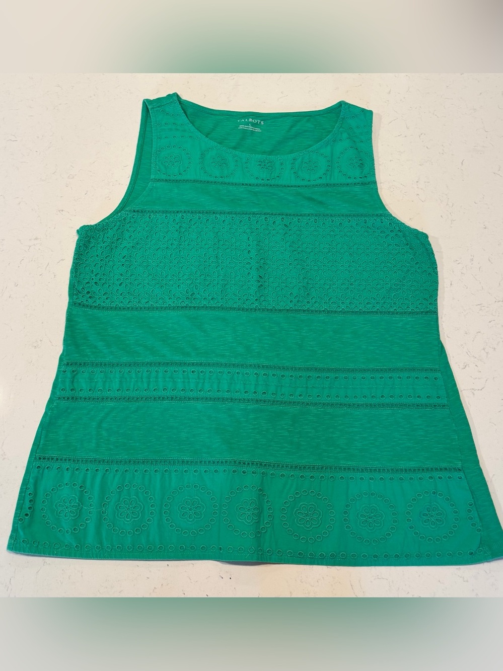 Talbots Teal Eyelet Cotton Tank Top